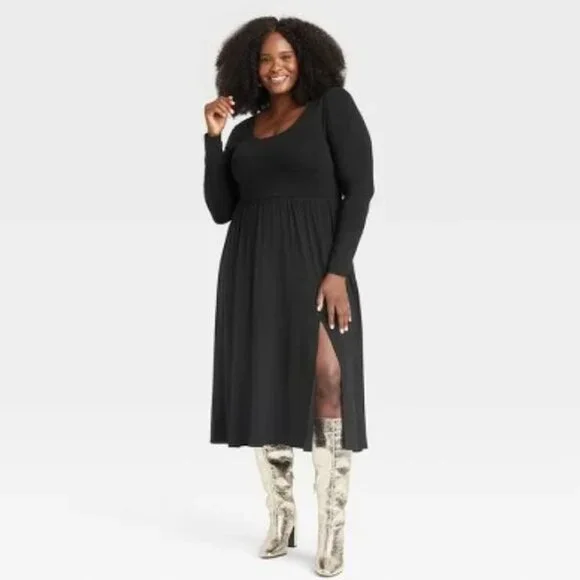 a new day | Dresses | A New Day Black Long Sleeve Knit Ballet Maxi Dress  Nwt | Poshmark